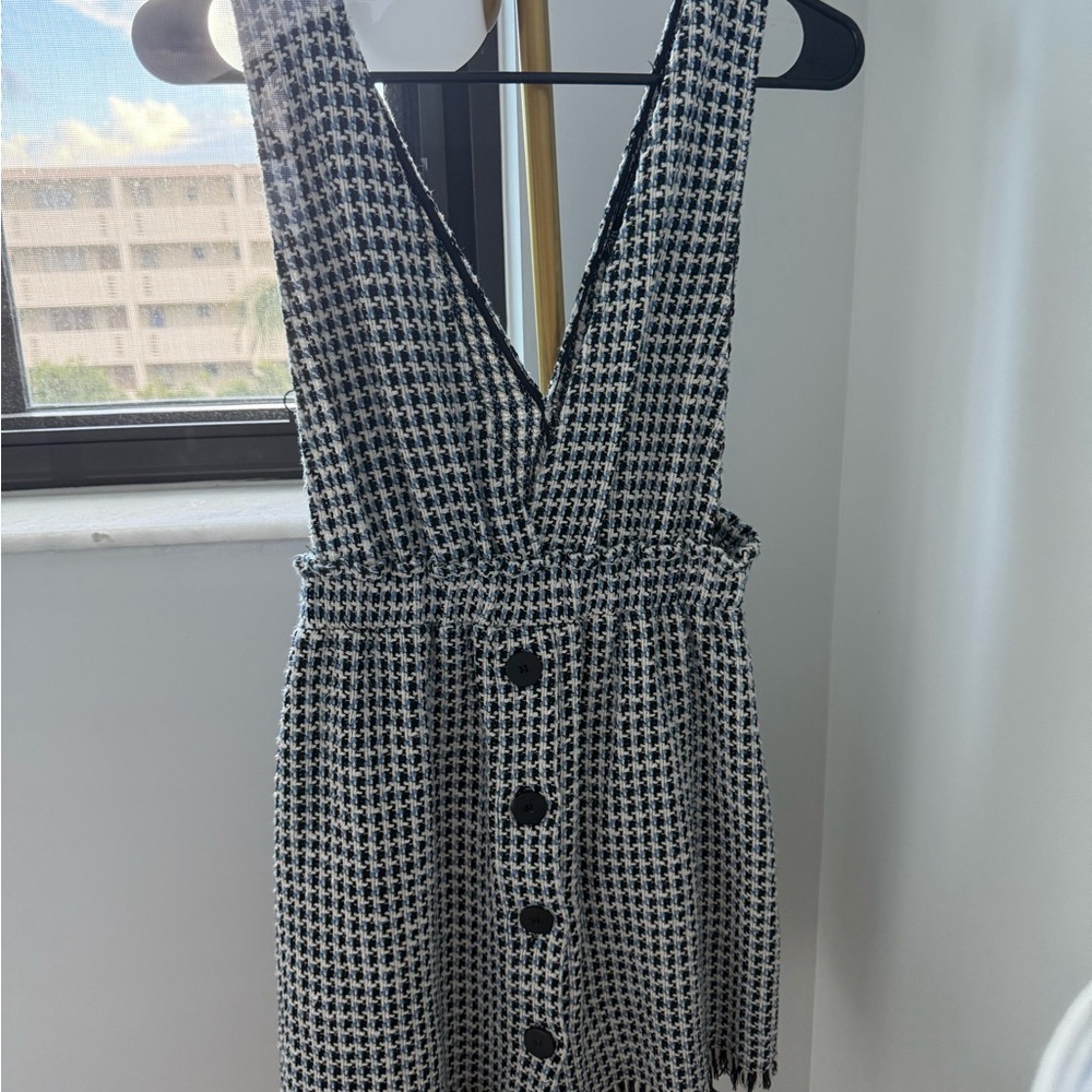 Zara Black and White Checkered Backless Dress